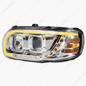 Projection Headlight With LED Turn Signal & Light Bar For 2008-2024 Peterbilt 389